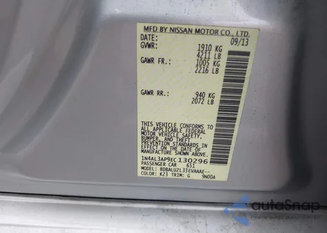 2014 Nissan Altima 2.5 Sv from USA, damaged, VIN 1N4AL3AP9EC130296